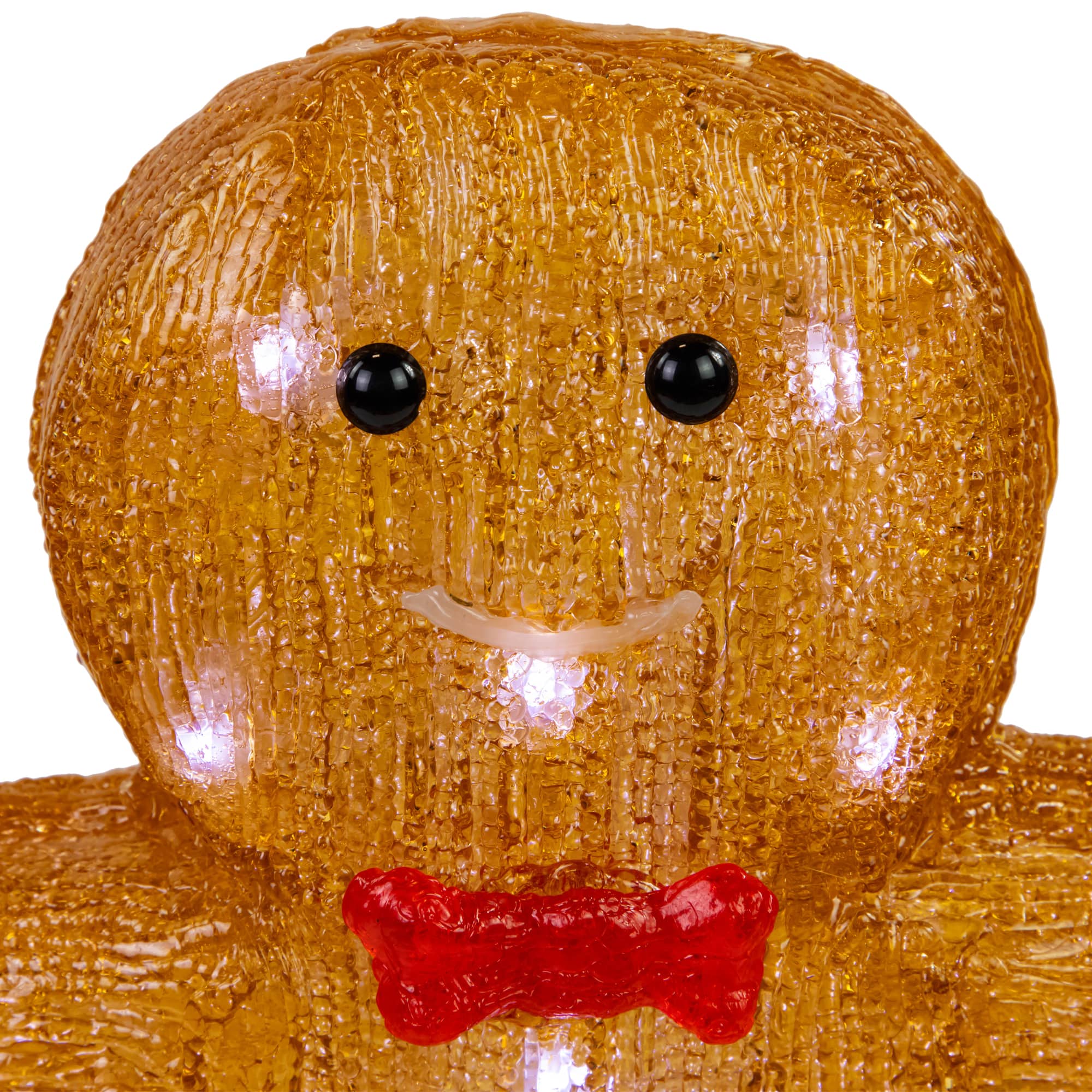 16" LED Lighted Acrylic Gingerbread Man with Bow Tie Christmas Decoration